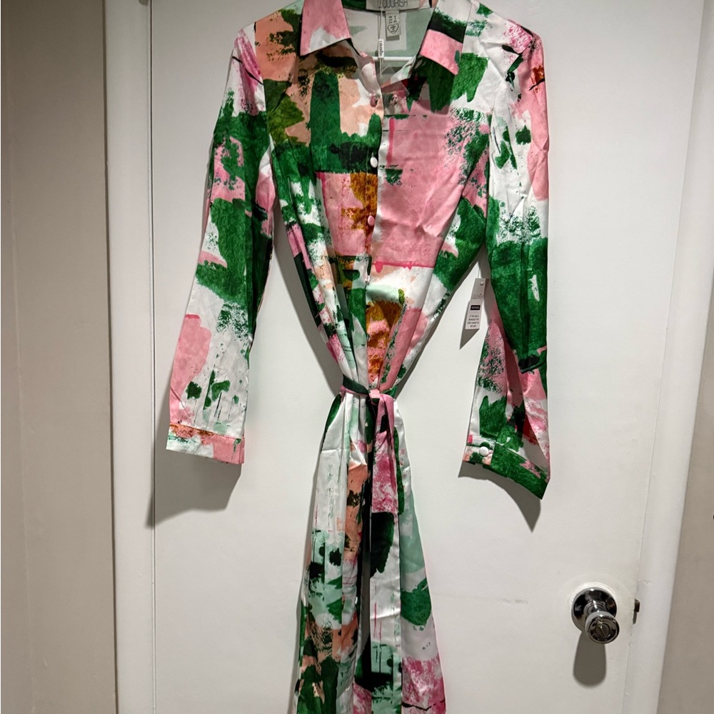 Liquorish Colorful Abstract Print Wrap Dress NWT